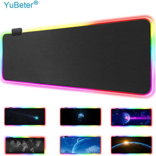 YuBeter LED Light Gaming RGB Large Mouse Pad Cover Office Bedroom Big PC Computer Mousepad Desktop Keyboard Mat Cushion Non-Slip