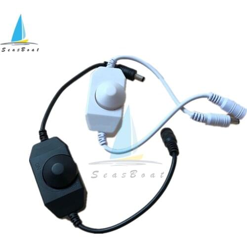 LED Dimmer Switch Brightness Adjust Controller for 3528 5050 5730 5630 Single Color Strip Light DC 12V 24V Black/White