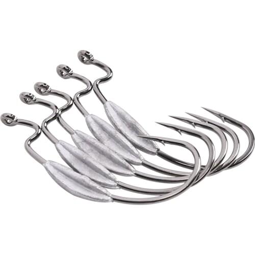 TSURINOYA 5Pcs Lead Heavy Crank Hook 1.1g 1.8g 2g Lead Weight Hooks For Soft Bait Hook Accessories Fishing Tackle