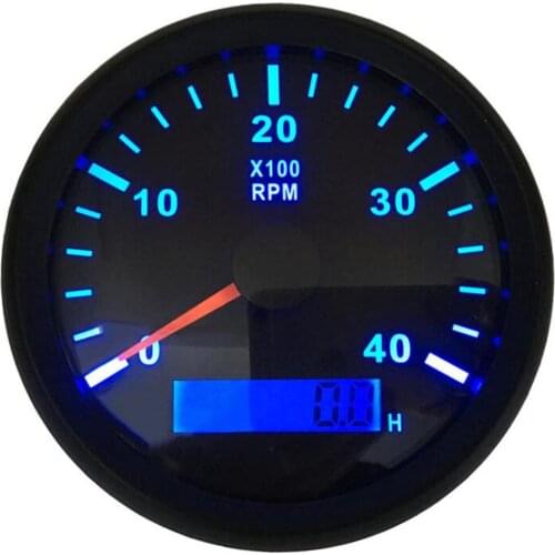 1pc 85mm Rev Counter Instrument 0-4000RPM 316L Bezel Tachometers Waterproof with Blue Backlight Hour Meters for Car Truck Boat