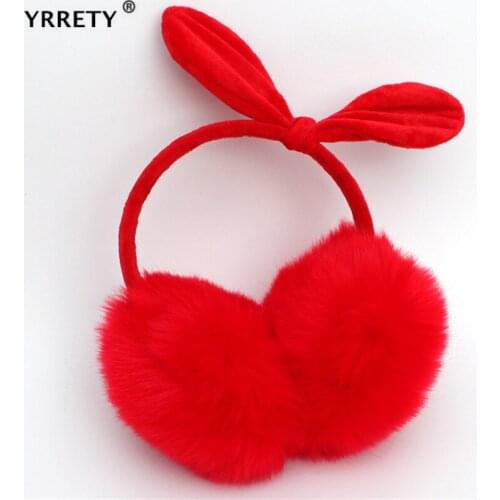 YRRETY Winter Autumn Warm Faux Fur Earmuffs Plush Girls Ladies Women New Adjustable Bow Decoration Christmas Gifts Adult Lovely