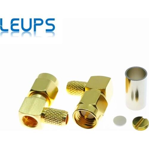 100PCS SMA Male Right Angle Crimp RG58 RG142 LMR195 RG400 RF Connector