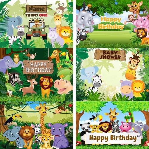 Tropical Jungle Photo Studio Animal Safari Party Newborn Baby Shower 1st Birthday Backdrop Vinyl Custom Photography Background