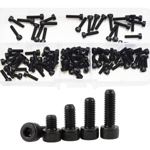 Hex Socket Head Cap Screw Nut Thread Metric Machine Hexagon Allen Head Bolt Nut Alloy Steel Black Assortment Kit Set Box M3