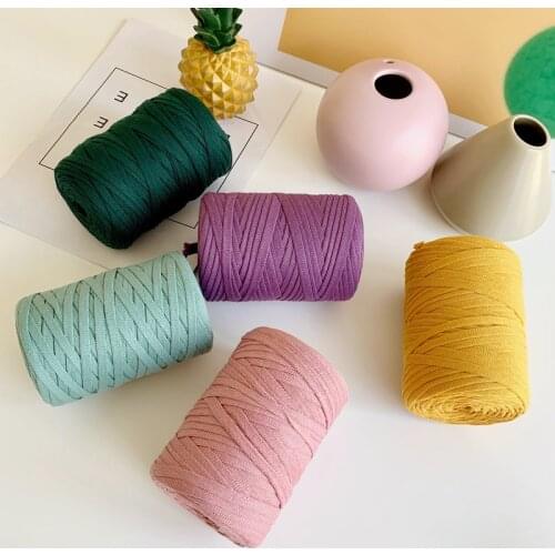 Knitting Wool Flat Wire Mesh Flat Wire Cloth Strip Yarn Cashmere Crochet Yarn With Crochet Hook For DIY Handmade Woven Bag #E