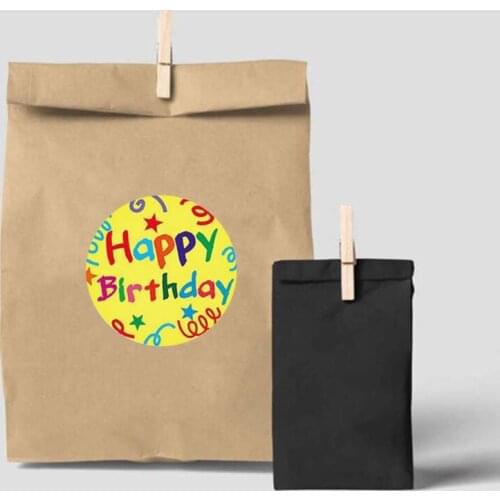 YYSD 1 Roll 8 Styles Happy Birthday Round Stickers Party Gift Packaging Seal Labels