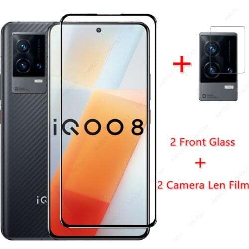 4-in-1 Tempered Glass for Vivo iQOO 8 Glass for Vivo iQOO 8 Film Screen Protector HD Camera Len Film for Vivo iQOO 8