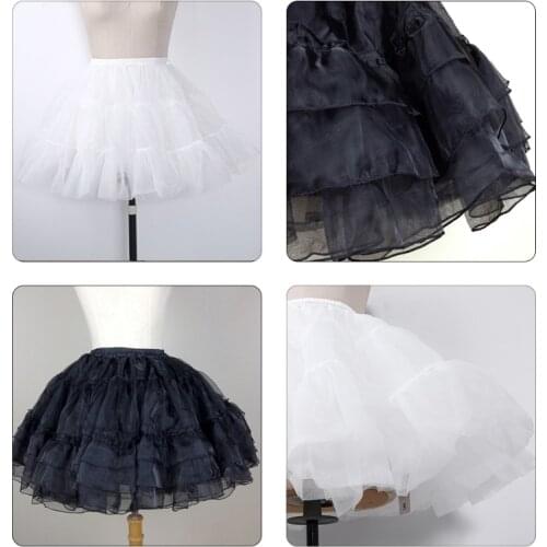 Womens Bell-Shaped Layered Tutu Skirt Lolita Tulle Short Petticoat Underskirt
