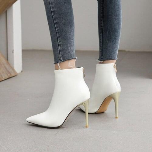 Autumn Winter new style Fashion Pointed Stiletto High heel womens boots yellow Sexy party Short boots high 10cm plus size 34-48