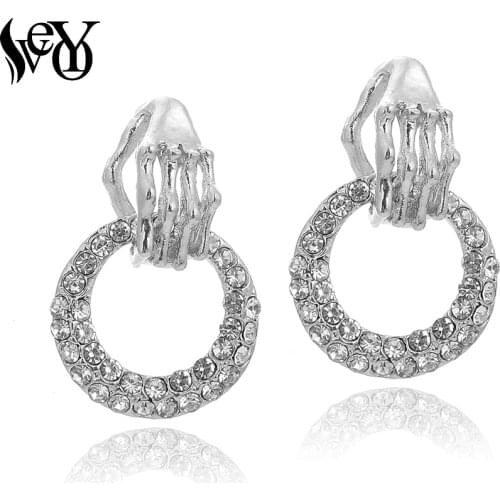 VEYO Hand Shape Full Rhinestone Stud Earrings for Women Trendy Round Hollow Out Earrings Fashion Jewelry New Gift