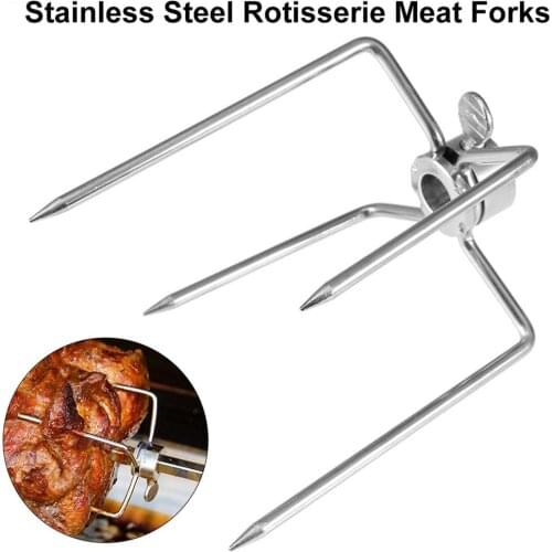 1pair Grill Rotisserie Meat Forks Multi-functional Plating Grill Fork for Outdoor Camping Barbecue Accessories BBQ Tool