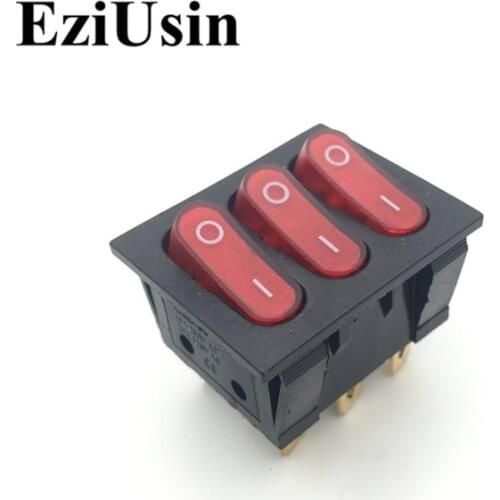 1pcs On-Off KCD2-3101N 9Pin Green Red Light Boat Car Rocker Switch 15 250V 20A 125V AC KCD4 KCD3-303 KCD3 Triple Switch Button