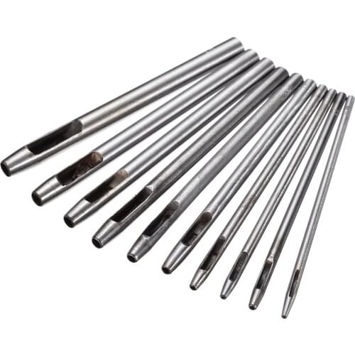 10pcs DIY Handmade Leather Hole Punch Hollow Drilling Leather Punching Tools Belt Punches Handicraft Puncher Leather Tool