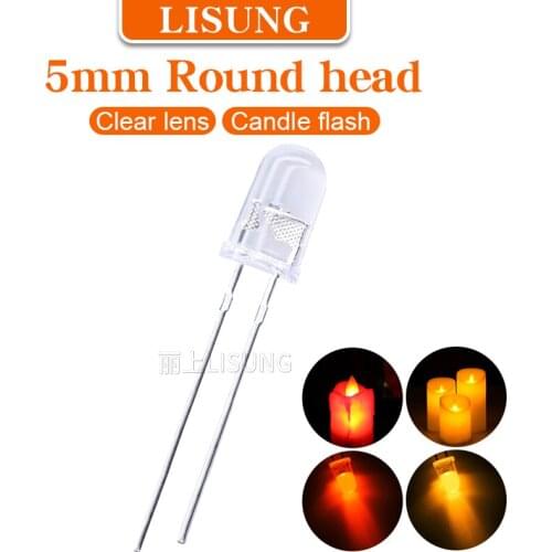 1000pcs/bag 5mm Led Red Yellow Candle Light Flicker Ultra Bright Flickering Orange Led Leds 5mm Water Clear Candle Led