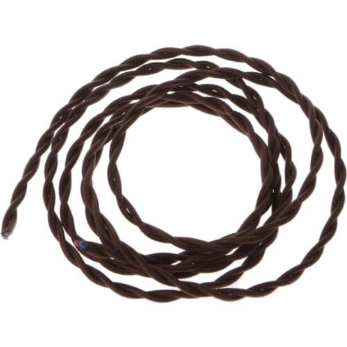 2 M 2x0.75 Coffee Vintage Retro Twist Braided Fabric Light Cable Electric Wire