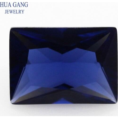 34#Blue Nano Stone Rectangle Shape Synthetic Gems For Jewelry Making Size 3x4~10x14mm Free Shipping