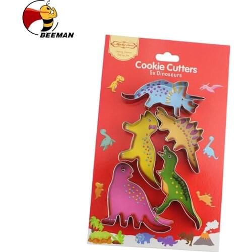 Stainless Steel Dinosaur Shape Cookies Cutters 5 Pcs Set Christmas Biscuit cutters moulds Cake Fondant Baking Decorating Tools