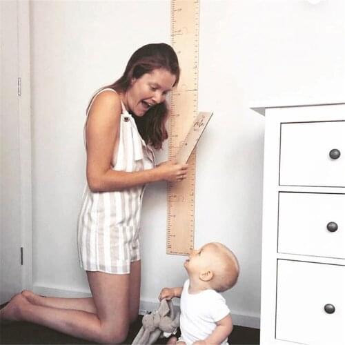 60-210CM Nordic Style Wood Height Growth Chart Height Ruler Kids Childrens Room Hanging Ruler Wall Decorations Baby Photo Props