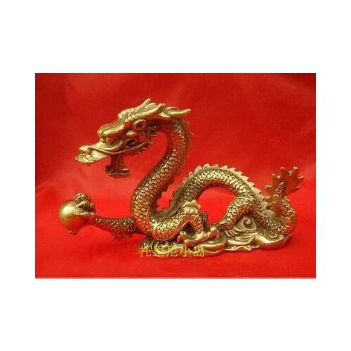 Large brass Small Chinese Bronze brass Dragon figurine Statue 4.5"L Decoration 100% Brass Bronze