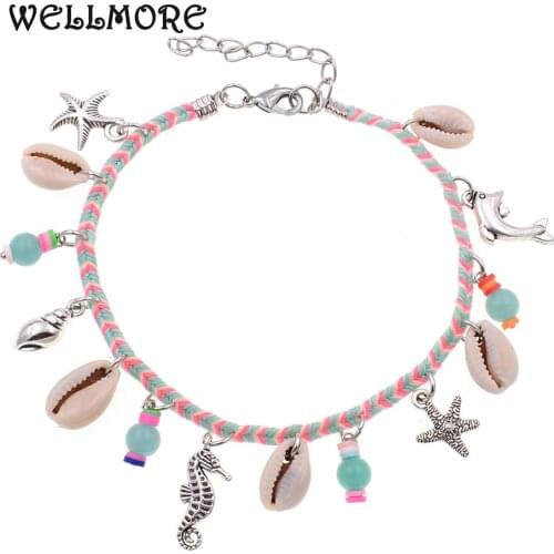 WELLMORE Anklets for women cheap bohemia Anklets Holiday Anklet girl Foot Jewelry beach anklet bracelets wholesale drop shipping