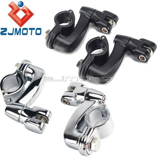 Black/Chrome Motorcycle 1-1/4" 32mm Footpeg Clamp Highway Engine Guards Footrest Aluminum For Harley Sportster Dyna Street Bob