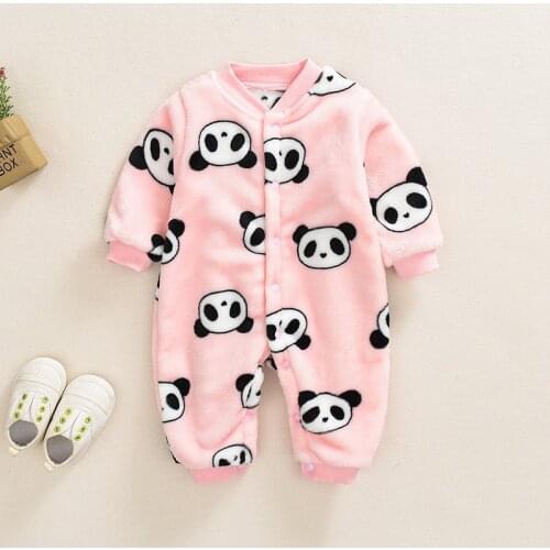 Baby Girl Clothes Romper Bodysuit Boy Clothes Carters Autumn Winter Fleece Infant Panda Print Jumpsuit Kids Warm Overalls