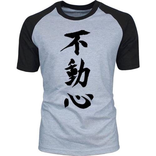 Fudoshin Japanese Kanji T Shirt for Men Bushido Budo Karate Printed Tops Short Sleeve Casual T-Shirt O- Neck Cotton Tees EU Size