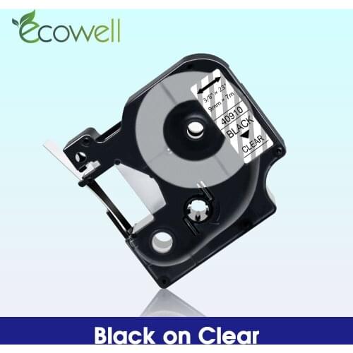Ecowell 40910 Compatible Dymo D1 9mm tapes d1 40910 label cassette Black on Clear for dymo label manager LM 160 280 360D printer