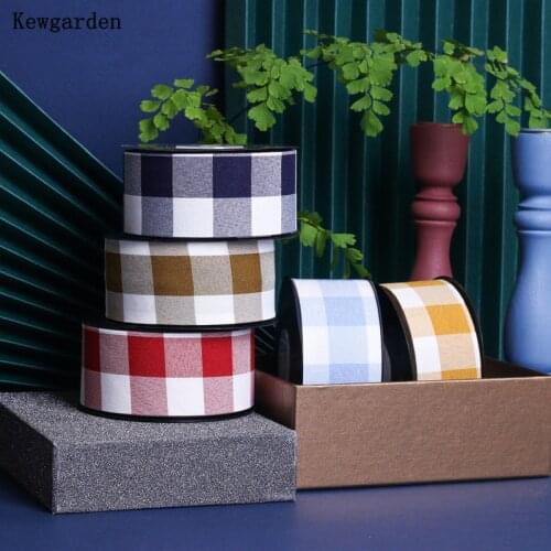 Kewgarden 38mm 1-1/2" Plaid Ribbon Bow DIY Hairbow Corsage Crafts Sewing Accessories Handmade Tape Packing Riband 10 Yards