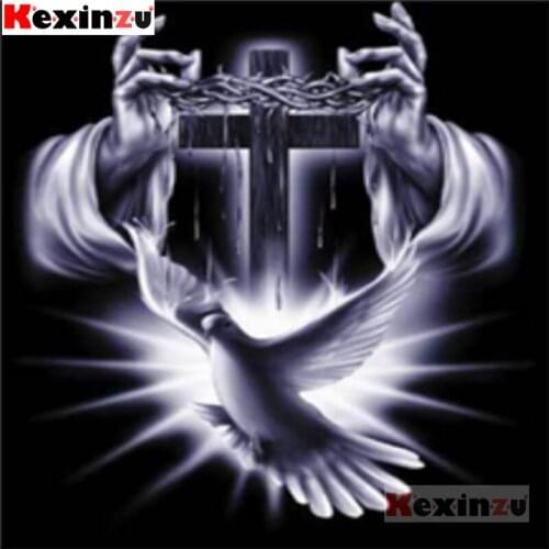 Kexinzu Full Square 5D DIY Diamond Painting"Dove cross"3D Embroidery Cross Stitch Rhinestone Mosaic Home Decor Gift Xy@4764