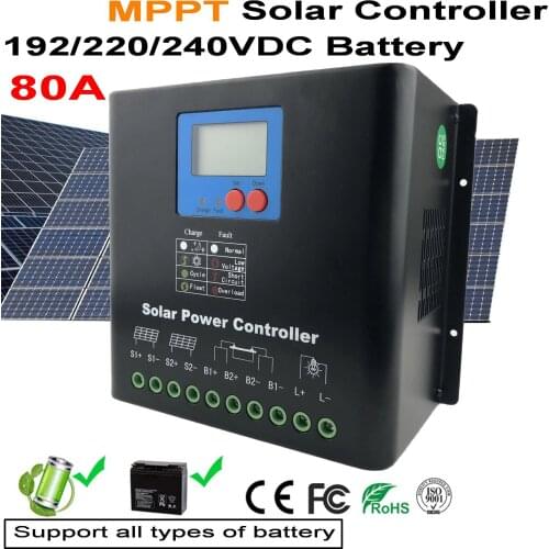 80A Solar Charge Controller with MPPT LCD Display 192V 220V 240V PV Home Battery Charger Solar Cell Panel Charger Regulator