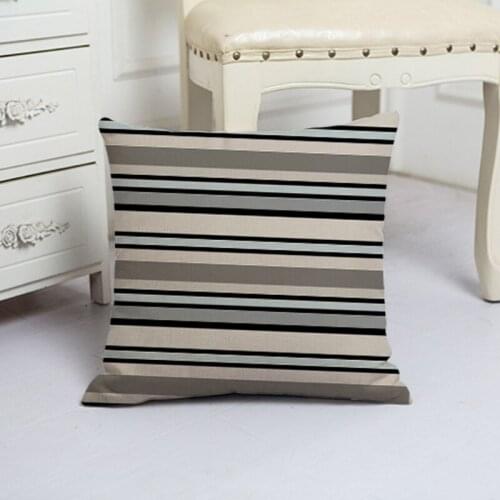 Linen Geometric Cushion Cover Floral Print Blue Throw Pillow Case Square Pillowcase Car Chair Home Decor Decorative Cushion