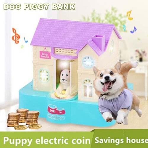 Cute Dog House Piggy Bank Stealing Money Saving Box with Music Playing for Boys Girls M09