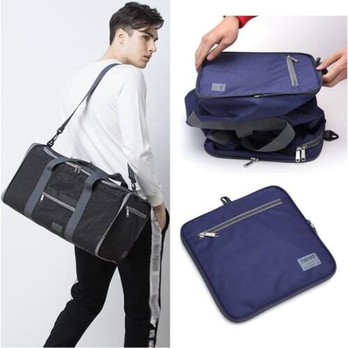 Fashion Large Portable Folding Storage Travel Bag Women Tote Handbag Nylon Waterproof Weekend Shoulder Gym Bag Female