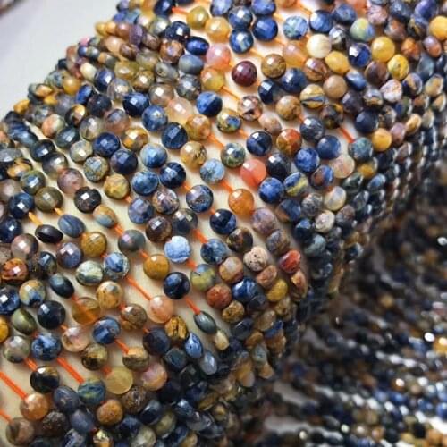 Natural 2x4m pietersite flat round faceted perles hand cut purple gemstone for jewelry beads needlework DIY fashion perlas charm