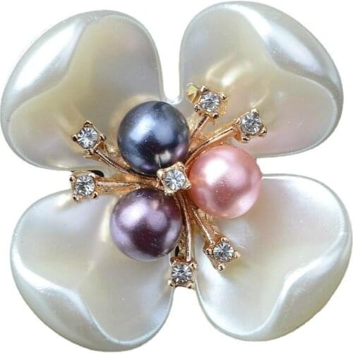 Wholesale Four Leaf Charms Plastic Rhinestone Pearl Flowers Diy Accessories For Jewelry Making Supplies
