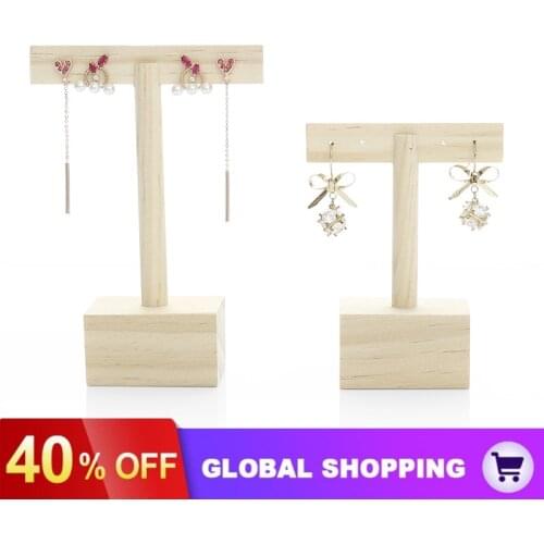 Earring Jewelry Stand Holder Organizer, Decorative Ear Stud Display Rack with Wood Base for Women Girls Hanging Earrings