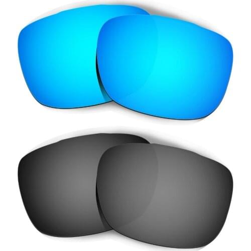 HKUCO For Two Face Sunglasses Polarized Replacement Lenses 2 Pairs Black & Blue