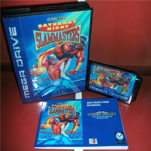 Saturday Night Slam Masters EU Cover with box and manual For Sega Megadrive Genesis Video Game Console 16 bit card