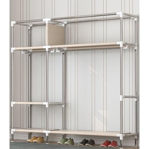 TT Simple Wardrobe Modern Minimalist Cloth Wardrobe Thickened Steel Pipe Reinforced Rental Home