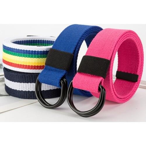 Fashion Unisex Canvas Belt High Quality mens/women Double Ring Buckle Waistband Casual Canvas Female Belt Jeans Belts Waist Belt