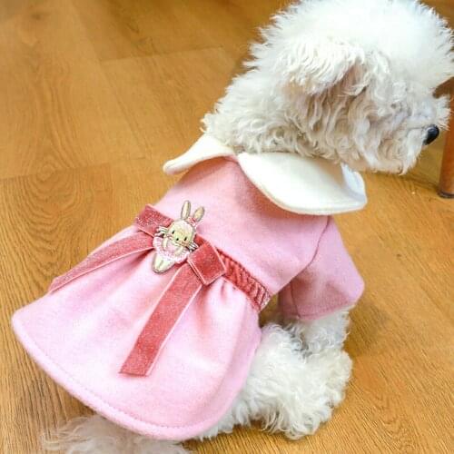 Pink Princess Dress Pomeranian Bichon Small Dog Dress Cute Puppy Autumn Winter Pet Jewelry Accessories Apparel French Bulldog