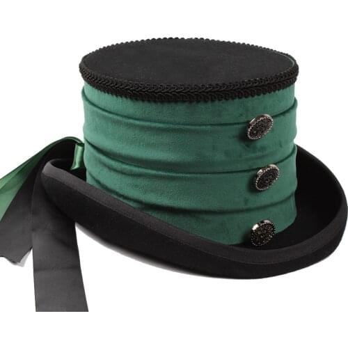 13.5CM 4 Size Women Wool Top Bride Steampunk Fedora Hat Lady Mesh Traditional Beaver Black Feather Party Wedding Hat