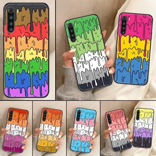 Pastel Kawaii Melting Rainbow Phone Case For Xiaomi Redmi Note 7 8 9 10 7A 8T 9A 9T 9S 10S Pro black pretty Etui silicone