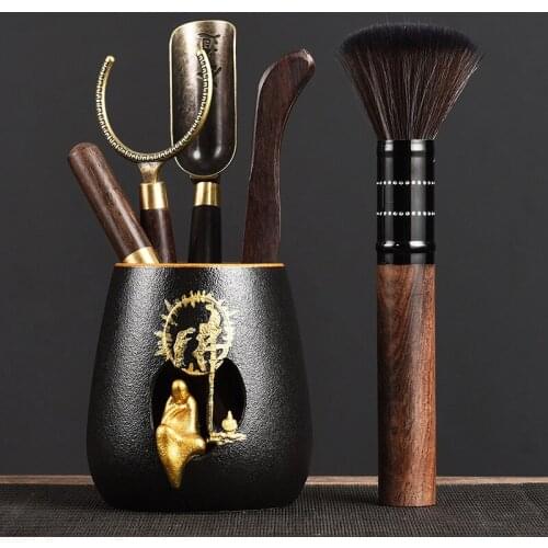 Vintage Ceramic Jar Zen Tea Accessories Tea Needle Teaspoon Cup Clip Brush Fork Chinese Kung Fu Tea Set Teaware Tool Decoration