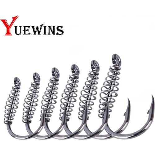 10pcs/lot High Carbon Steel Spring Hook Jig for Carp Fly Fishing Barbed Swivel Fishing Hooks with Hole Fishing Accessories