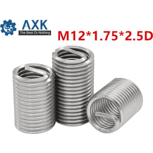 20Pcs M12*1.75*2.5D Screw Thread Insert A2 Stainless Steel 304 Fasteners Repair Tools Kit Coiled Wire Helical Screw Sleeve Set