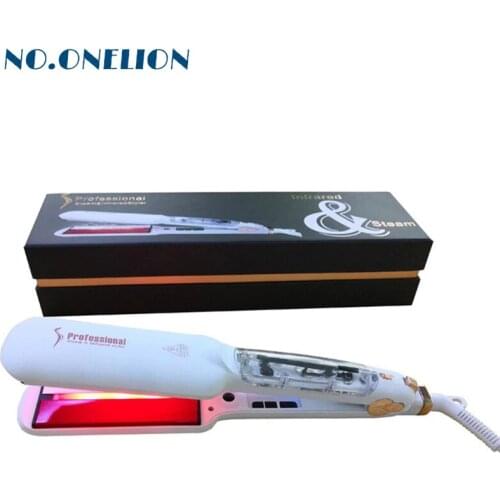 2021 New Steam Hair Straightener Infrared Heating Flat Iron Fast Heat LED Display Ceramic Vapor Straightening Iron Styling Tools