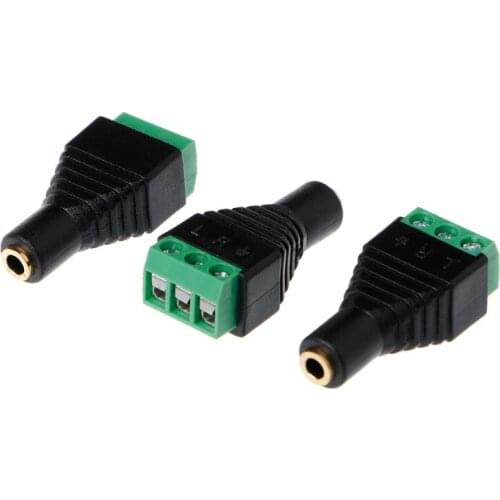 3 Pcs Video AV Balun 3.5mm Stereo Female to AV 3 Screw Terminal Connector Block Plug