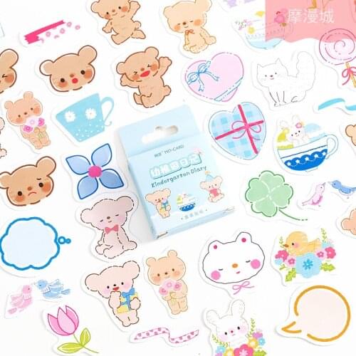 45Pcs/box Kindergarten diary series Decorative Sticker Scrapbooking diy Label Diary Stationery Album Journal kawaii Stick